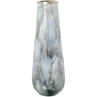 DRW Bodenvase aus Glas mit Goldstahlkante, abgeschrägt, goldfarben, Weiß und Schwarz, 25 x 25 x 71 cm