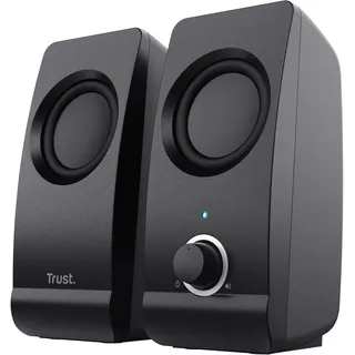 Trust Remo 2.0 PC Lautsprecher Boxen 16 W (8 W RMS), 3,5 mm Audioanschluss, Stromversorgung über USB, Kompaktes Soundsystem, Stereo Lautsprecherset für Computer, Laptop – Schwarz