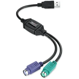 Perixx PERIPRO-401 PS2 auf USB Adapter – für Tastatur und Maus mit PS2 Schnittstelle – unterstützt PS2 Port von KVM Switch – integrierter USB-IC