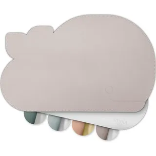 smøla Platzset für Kinder - Wal I Abwaschbares Tischset aus BPA-freiem PU-Leder I Platzdeckchen Tischunterlage für Kleinkinder & Babys I 2-Farbig (Nebel-Lila/Silber)