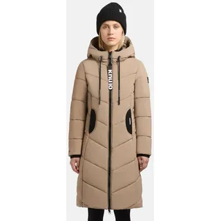 khujo Damen Langer Wintermantel warmer Steppmantel mit Schlüsselanhänger und Kapuze Aribay4 Light-YM Cookie Beige Gr. XS - XS
