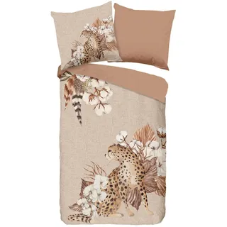 Muller Textil Wendebettwäsche Floral Baumwolle Beige 135 x 200 cm + 80 x 80 cm