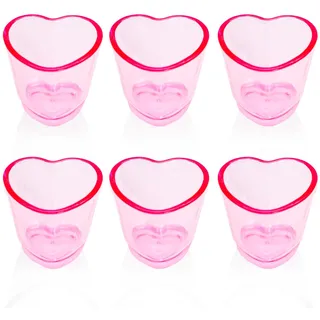 Mritrit 6 Stück Schnapsgläser Herz Kunststoff, Süßes Rosa Soju Gläser Set für Geburtstagsfeiern und Valentinstag, 45 ml Transparent Schnapsglas Herz für Barwagen
