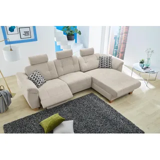 Jockenhöfer Gruppe Ecksofa »Savona L-Form«, jeweils mit USB-Ladestation an der Armlehne und mit Relaxfunktion, beige