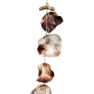 Maritime Muschelgirlande Natur Deko, 150cm, Capiz-Muscheln mit Treibholz, Wand- und Fensterdekoration