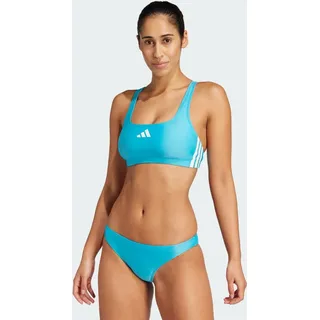 Adidas Damen-Bikini, 3 Streifen, V-Rücken, Größe 40, Lucid Cyan/Weiß, 44