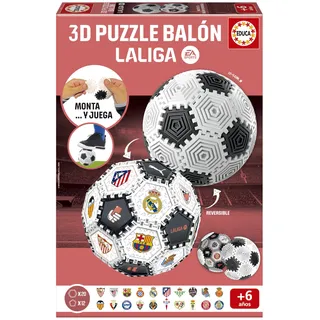 Educa LALIGA 3D-Puzzle, 32 Teile, kreatives Fußballspiel zum Reiten und Spielen, Verschiedene Formen und Aufkleber, Ball, 14 cm, Konstruktionsspielzeug für Kinder ab 6 Jahren (20339)