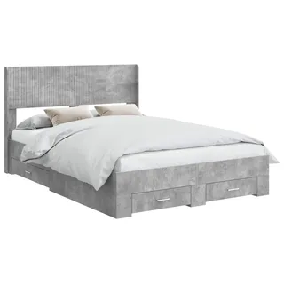 vidaXL Bettgestell mit Stauraum und Kopfteil Betongrau 120 x 190 cm - Grau