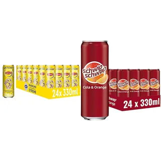 LIPTON ICE TEA Sparkling x twenty4tim, Eistee mit Kohlensäure und Zitronen Geschmack & Schwip Schwap, Das Original – Koffeinhaltiges Cola-Erfrischungsgetränk mit Orange, EINWEG Dose (24 x 0.33 l)