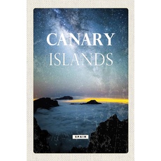 Blechschild 18x12 cm Canary Islands Spain Nacht Sterne
