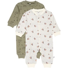 PIPPI Unisex Baby Nightsuit-Zipper (2-Pack) Pajama Set, Deep Lichen Green, 56