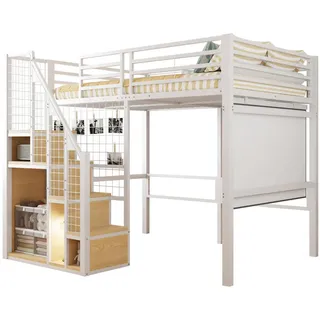 Okwish Hochbett Okwish 140 x 200 cm Metall weiß