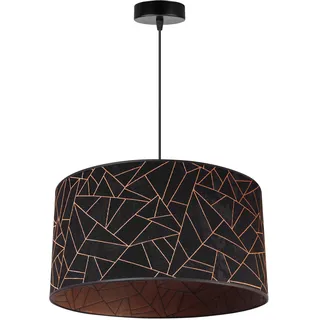 Light-Home Werona Elegant Hängelampe - Modern Deckenlampe für Wohnzimmer Schlafzimmer und Esszimmer - Pendelleuchte aus Metall mit Classic Lampenschirm - Schwarz-Kupfer - 23x45cm