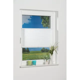 K-HOME Plissee Klemmfix ohne Bohren-EasyFix Lichtschutz, Stoff, Weiß, 130 x 110 cm