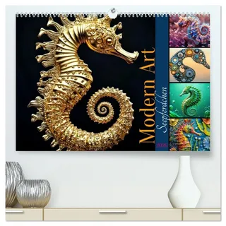 Calvendo Seepferdchen - Modern Art (hochwertiger Premium Wandkalender 2026 DIN A2 quer), Kunstdruck in Hochglanz: Form trifft Fantasie - Seepferdchen reloaded (CALVENDO Tiere)