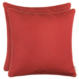 Brandsseller 2er Set Outdoor Kissen 45 x 45 cm – Wetterfeste Zierkissen mit Paspel in Wabenstruktur – Wasserabweisende Gartenkissen & Dekokissen für draußen – Sofakissen für Balkon & Terrasse - Rot