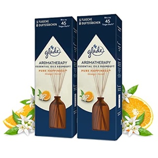 Glade Aromatherapy Essential Oils Raumduft 2er Pack, Pure Happiness, Raumduft Stäbchen für ätherische Öle, Orange + Neroli, (2x80ml)