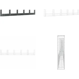 vidaXL Gabionenkorb U Form mit 6 Säulen Eisen 620x20x100 cm - Gabione - Gabionen - Gabionenkorb - Gabionenkörbe