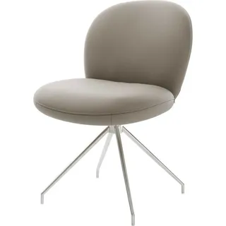 DeLife Drehstuhl Nube-Flex Echt-Leder Schlamm Kreuzgestell konisch Edelstahl 180° drehbar Taschenfederkern, Esszimmerstühle