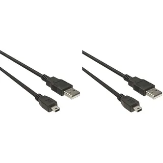 PremiumCord Kabel USB 2.0, A-B-Mini, 5Pins, 1m, kompatibel mit Personal Computer (Packung mit 2)