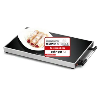 ROMMELSBACHER Warmhalteplatte WPR 307/E - Gastro, Edelstahl, Sicherheits-Floatglas, stufenlos regelbar 40-105 °C, Fläche 53 x 32,5 cm, für Behälter 1/1 GN Format, Ein-/Ausschalter, Made in Germany