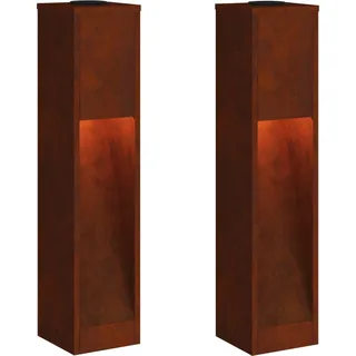 vidaXL Solar LED Wegeleuchte 2 pcs Bronze Wetterfeststahl - Bronze