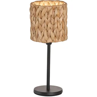 Fischer & Honsel Tischleuchte, Hyazinthe | sandschwarz| Lampenschirm| Wasserhyazinthe natur| H: 33,00 cm, D: 13,00 cm| mit Schnurschalter schaltbar| 1x E14 max. 25 Watt ohne Leuchtmittel | 50678