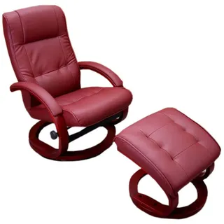 MCW Relaxsessel Kunstleder 66 x 104 x 89 cm Bordeaux mit Hocker