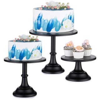 NUPTIO 3 Teiliges Tortenständer Set Rund Metall Cupcake Ständer Dessert kuchenstand mit Schlichtem Design, Schwarz