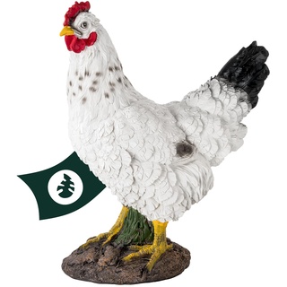 VERDOBA Garten Figur Huhn aus Kunstharz, weiß, handbemalt - Henne Dekofiguren Garten Deko Gartenfiguren für außen groß - Hühner Gartendeko Polyresin Figuren Tiere (Henne - weiß)