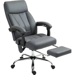 Bürostuhl mit Massagefunktion, Chefsessel höhenverstellbar, mit Liegefunktion, ergonomisch, Dunkelgrau - Dunkelgrau