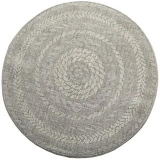 Paco Home Runder In- & Outdoor-Teppich, Flachgewebe Mit Sisal-Look Skandi-Design, In Beige Creme Grösse:Ø 120 cm Rund