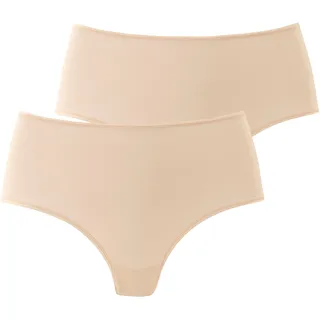 LASCANA High-Waist-String 2er-Pack, aus weicher und hoch elastischer Microfaser, beige