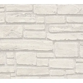 ascreation Vliestapete Best of Wood`n Stone 10,05 m x 0,53 m 300 g Grau/Weiß 662316