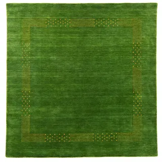 Morgenland Wollteppich Nova - Gabbeh Teppich - Loribaft Perser«, quadratisch, 1,5 mm Höhe, Flachgewebe grün - 200x200 cm