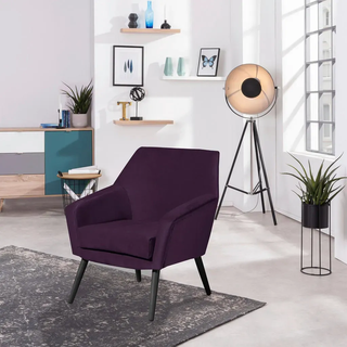 Max Winzer Sessel , Lila, Schwarz , Holz , Buche , 67x81x71 cm , Goldenes M, Made in Europe , Wohnzimmer, Sessel, Polstersessel