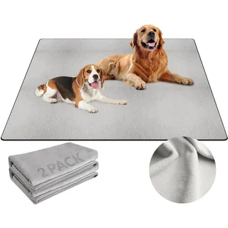 Barpor Waschbare Urinierunterlagen für Hunde: 2 Packungen-91 x 122 cm dick-wiederverwendbar-stark absorbierend-auslaufsicher-kaufest-rutschfest-Laufgitter-Pads-Hellgrau