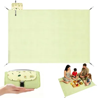 Mini Picknickdecke 100x150 cm, Wasserdichte, Ultraleichte, Tragbare Grasgrüne Picknickdecke mit 4 Heringen, Maschinenwaschbare Kleine Outdoor Stranddecke für Strand, Picknick, Camping und Wandern