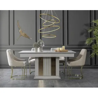 Esszimmer Set Hochwertig Garnitur Tisch 4x Stühle Design Modern Möbel Weiß
