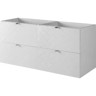 Badezimmerschrank, Weiß mit silberner Griff, 120 x 57 x 46 cm - Weiß, Silber