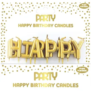 Clairefontaine 24330-GC - Set mit Kerzen Buchstabe mit Metalleffekt, ''Happy Birthday'', Gold, 1 Set