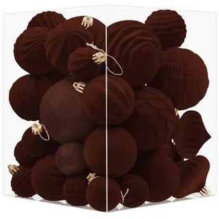 Miaikoe 36 PCS Samt Weihnachten hängende Ornament Kugeln Dekoration Weihnachtsbaum zerstörungsdichte Ornamente Set für Weihnachtsbaum Urlaub Home Decor (Braun)