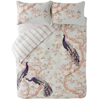 Laura Ashley Bettwasche Belvedere Pfau 3-Teilig 200x200cm , Blau, Smaragdgrün , Textil , Tiere, Vintage , Füllung: Baumwolle (recycelt) , Rechteckig , 200x200 cm , Oeko-Tex® Made IN Green , Heimtextilien, Kopfpolster & Bettdecken, Bettdecken