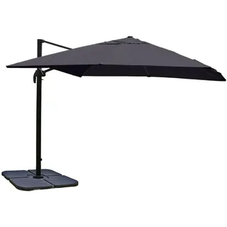 MCW Ampelschirm A96 3x3m Alu/Stahl Anthrazit mit Ständer Drehbar
