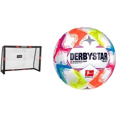 HUDORA Fussballtor Pro Tect - Torwand für Kinder und Erwachsene - Fussball Tor 240 x 160 cm für Garten/Outdoor & Derbystar Brillant Ball Multicolor 4