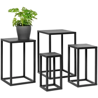 bremermann Blumenhocker 4er Set, schwarz, Metall , Schwarz , 30x45x30 cm , Wohnzimmer, Wohnzimmertische, Blumenständer
