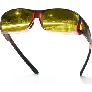 DUCO Polarisierte Nachtfahrtbrille Überbrille für Korrektionsbrille für Brillenträger Polarisierte Nachtsichtbrille 8954Y (L, Rot)