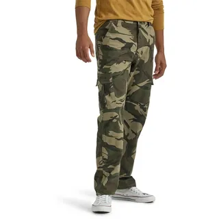 Wrangler Authentics Herren Cargohose mit Fleece-Futter Lässige Hose, Camouflage Grün Braun, 32W x 30L
