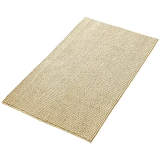 Decomira Badematte rutschfest | Als Badteppich Set kombinierbar | Badezimmer-Teppich Bad-Vorleger waschbar aus Chenille | Duschvorleger für Dusche, Badewannen, WC Deko | Beige - 70x120 cm