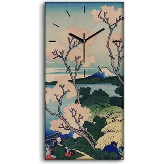 Wanduhr Bürouhr Leinwand Bild 30x60 Gemälde Asiatische Stadt Meer Bäume Himmel - schwarze Hände